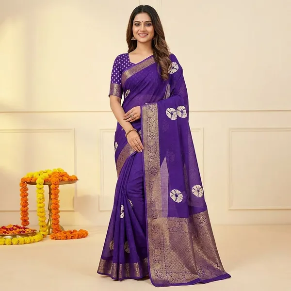 Blue_Premium_Moss_Crepe_With_Jacquard_Border_Saree_With_Running_Blouse_For_Women