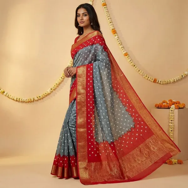 Grey_&_Maroon_Premium_Dola_Silk_Saree_With_Running_Blouse_For_Women