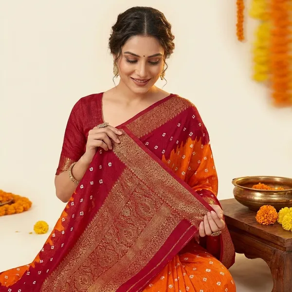 Orange_&_Red_Premium_Dola_Silk_Saree_With_Running_Blouse_For_Women