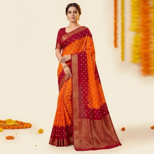 Orange_&_Red_Premium_Dola_Silk_Saree_With_Running_Blouse_For_Women