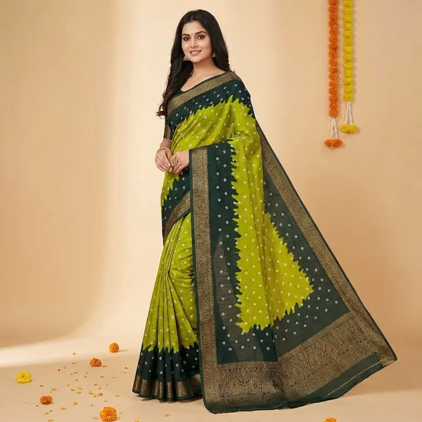 Green_Premium_Dola_Silk_Saree_With_Running_Blouse_For_Women