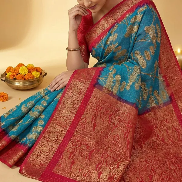 Green_Premium_Dola_Silk_Saree_With_Running_Blouse_For_Women