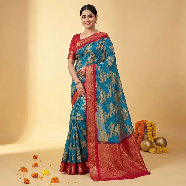 Green_Premium_Dola_Silk_Saree_With_Running_Blouse_For_Women