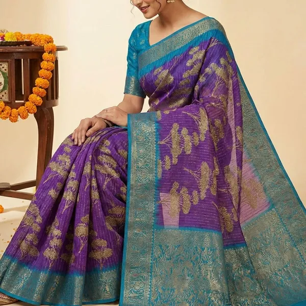 Blue_Premium_Dola_Silk_Saree_With_Running_Blouse_For_Women
