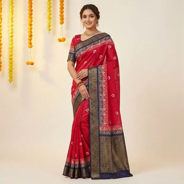Maroon_&_Blue_Premium_Dola_Silk_Saree_With_Running_Blouse_For_Women