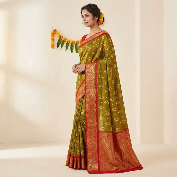 Gold_Premium_Dola_Silk_Saree_With_Running_Blouse_For_Women