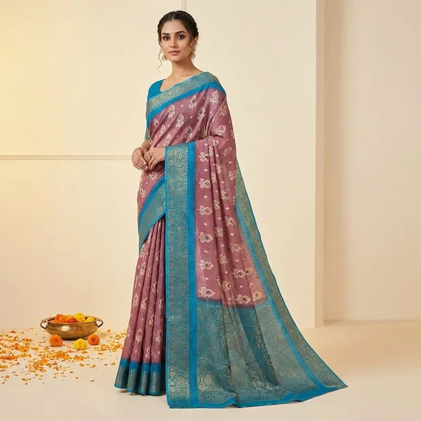 Pink_&_Blue_Premium_Dola_Silk_Saree_With_Running_Blouse_For_Women