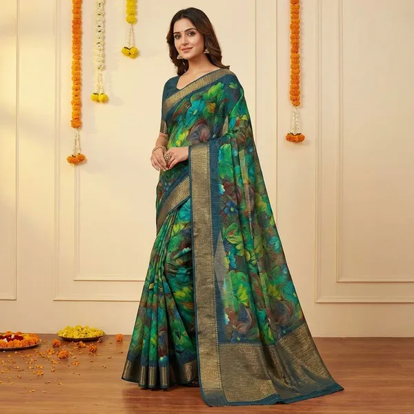 Multicolor_Premium_Dola_Silk_Saree_With_Running_Blouse_For_Women