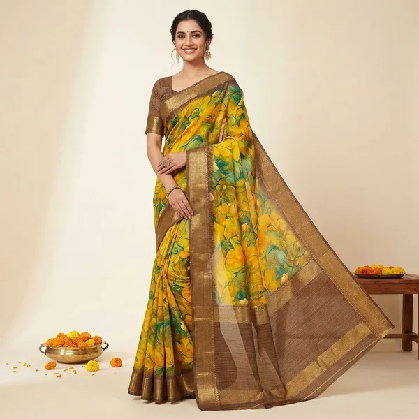 Yellow_Premium_Dola_Silk_Saree_With_Running_Blouse_For_Women