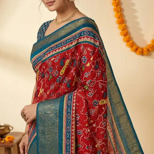 Maroon_&_Green_Premium_Dola_Silk_Saree_With_Running_Blouse_For_Women