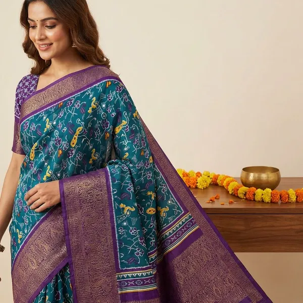 Blue_Premium_Dola_Silk_Saree_With_Running_Blouse_For_Women