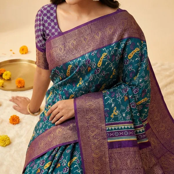 Blue_Premium_Dola_Silk_Saree_With_Running_Blouse_For_Women