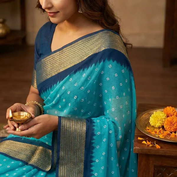 Sky_Blue_Premium_Moss_Crepe_With_Jacquard_Border_Saree_With_Running_Blouse_For_Women
