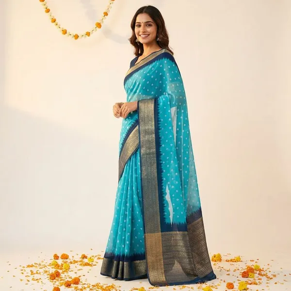 Sky_Blue_Premium_Moss_Crepe_With_Jacquard_Border_Saree_With_Running_Blouse_For_Women