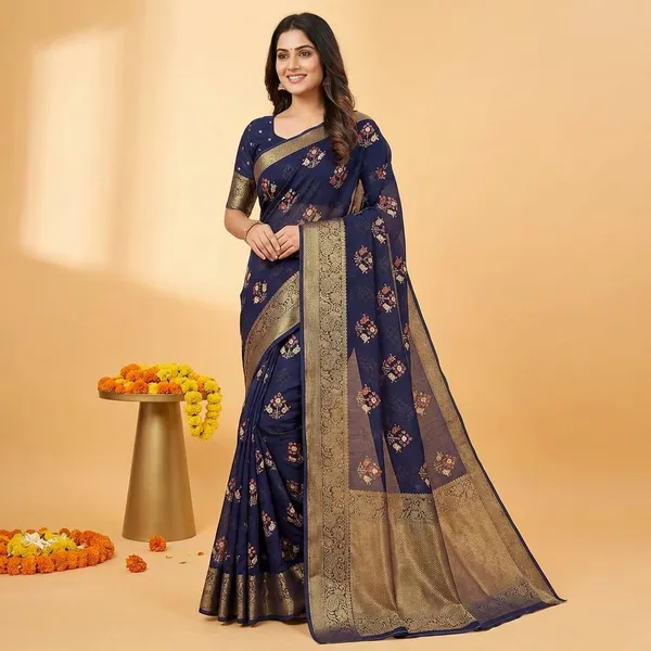 Black_Premium_Moss_Crepe_With_Jacquard_Border_Saree_With_Running_Blouse_For_Women