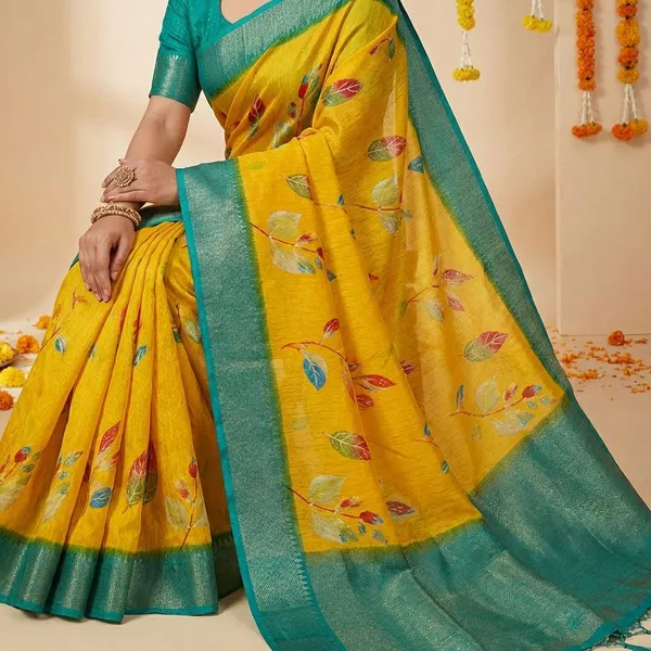 Yellow_Premium_Dola_Silk_Saree_With_Running_Blouse_For_Women