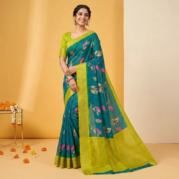 Green_Premium_Dola_Silk_Saree_With_Running_Blouse_For_Women
