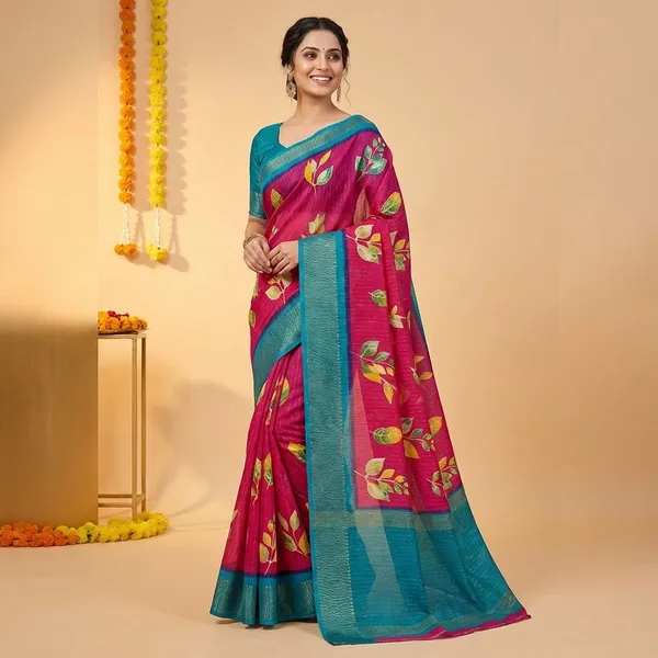 Red_&_Green_Premium_Dola_Silk_Saree_With_Running_Blouse_For_Women
