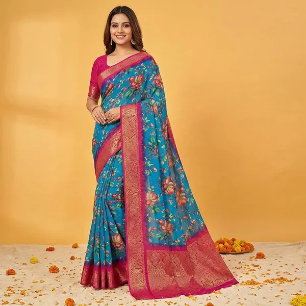Blue_Premium_Dola_Silk_Saree_With_Running_Blouse_For_Women