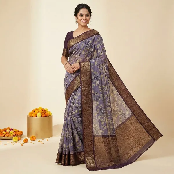 Grey_Premium_Dola_Silk_Saree_With_Running_Blouse_For_Women