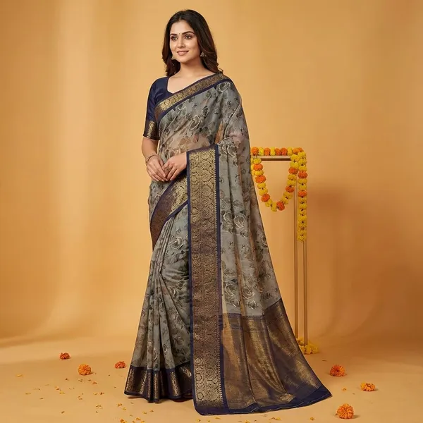 Grey_Premium_Dola_Silk_Saree_With_Running_Blouse_For_Women