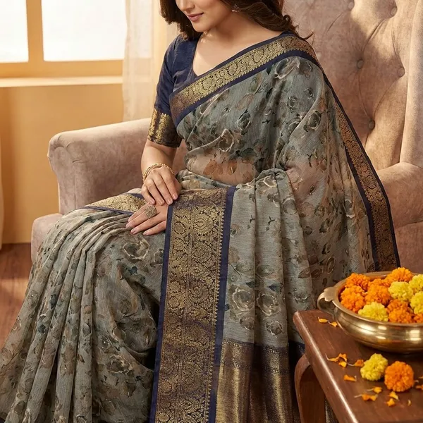 Grey_Premium_Dola_Silk_Saree_With_Running_Blouse_For_Women
