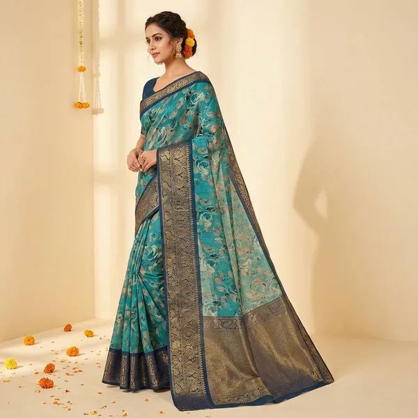 Blue_Premium_Dola_Silk_Saree_With_Running_Blouse_For_Women