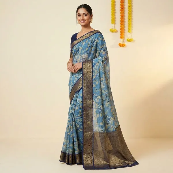 Blue_Premium_Dola_Silk_Saree_With_Running_Blouse_For_Women