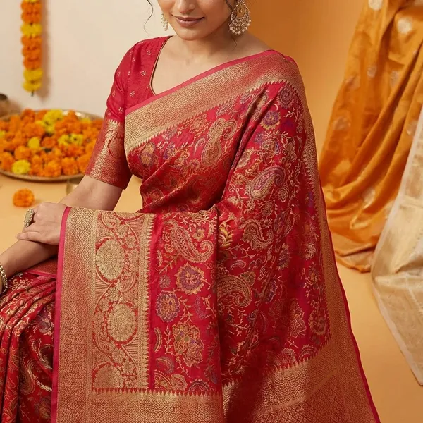 Maroon_Premium_Moss_Crepe_With_Jacquard_Border_Saree_With_Running_Blouse_For_Women