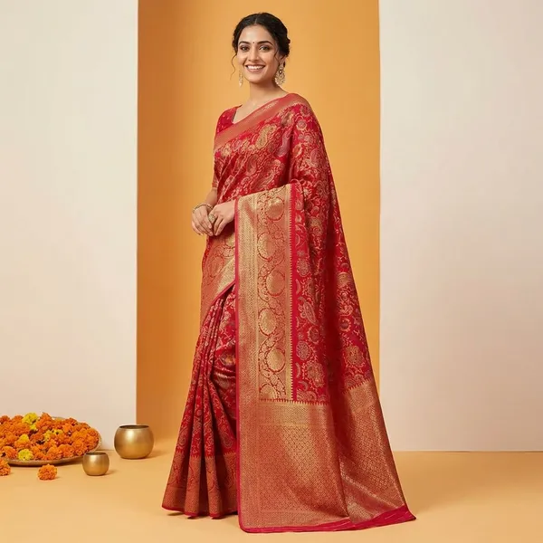Maroon_Premium_Moss_Crepe_With_Jacquard_Border_Saree_With_Running_Blouse_For_Women