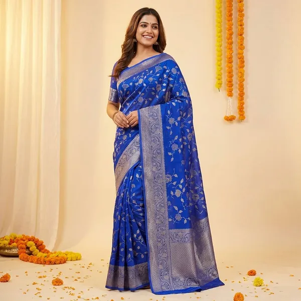 Green_Premium_Moss_Crepe_With_Jacquard_Border_Saree_With_Running_Blouse_For_Women