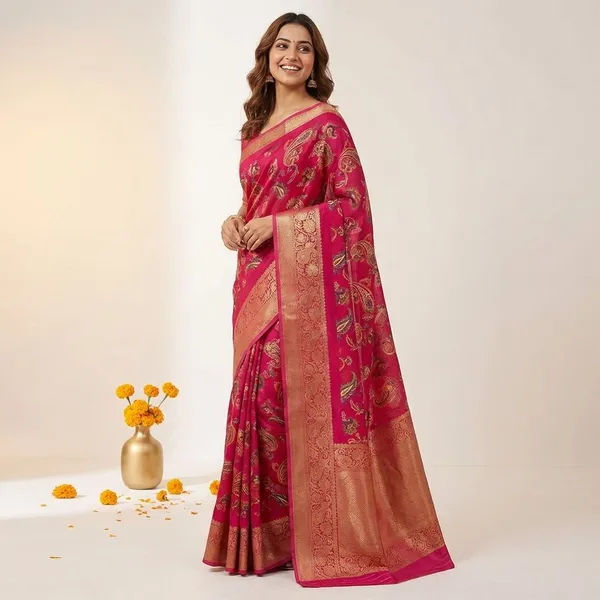 Maroon_Premium_Moss_Crepe_With_Jacquard_Border_Saree_With_Running_Blouse_For_Women