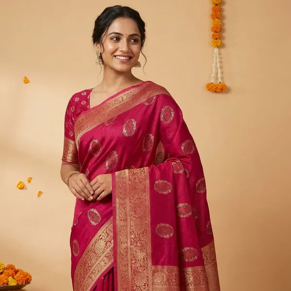 Maroon_Premium_Moss_Crepe_With_Jacquard_Border_Saree_With_Running_Blouse_For_Women