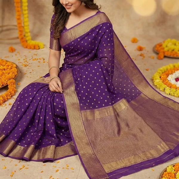 Blue_Premium_Dola_Silk_Saree_With_Running_Blouse_For_Women