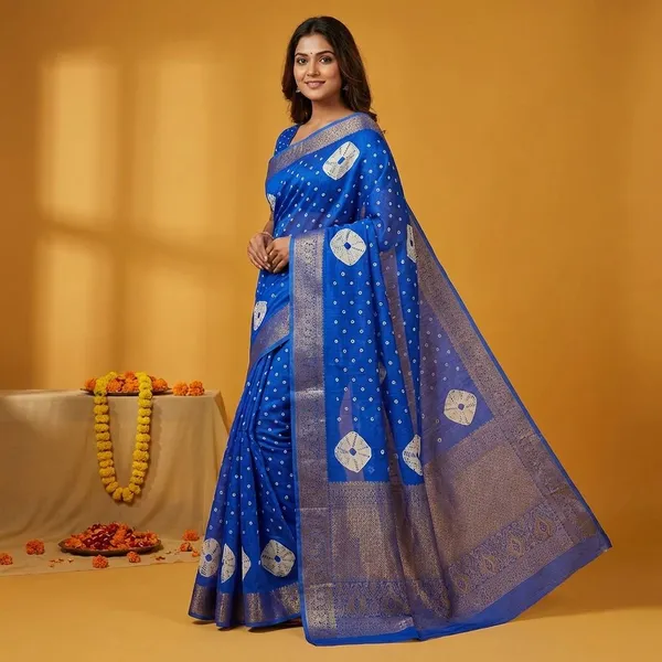 Blue_Premium_Dola_Silk_Saree_With_Running_Blouse_For_Women