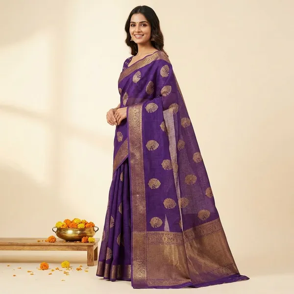 Blue_Premium_Dola_Silk_Saree_With_Running_Blouse_For_Women