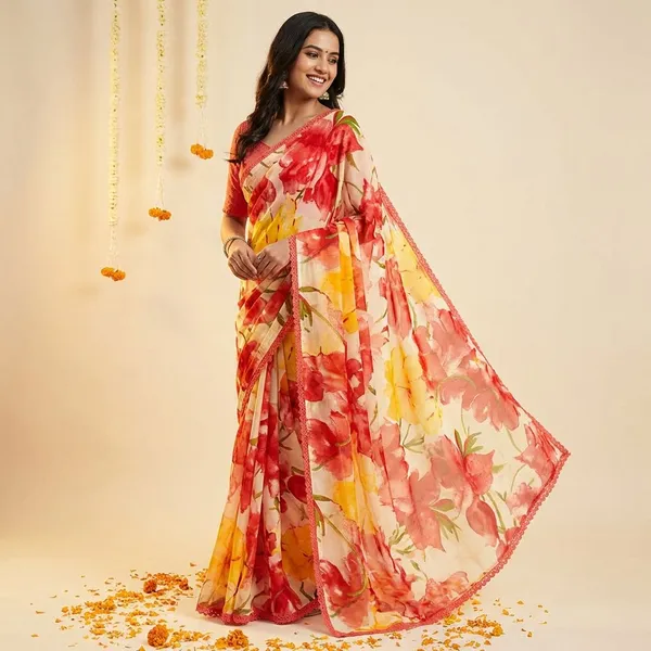 Multicolor_Premium_Chiffon_Saree_With_Running_Blouse_For_Women