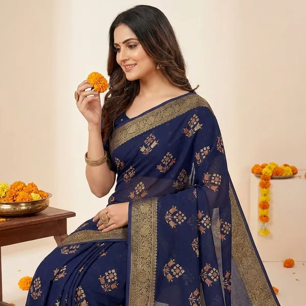 Blue_Premium_Moss_Crepe_With_Jacquard_Border_Saree_With_Running_Blouse_For_Women