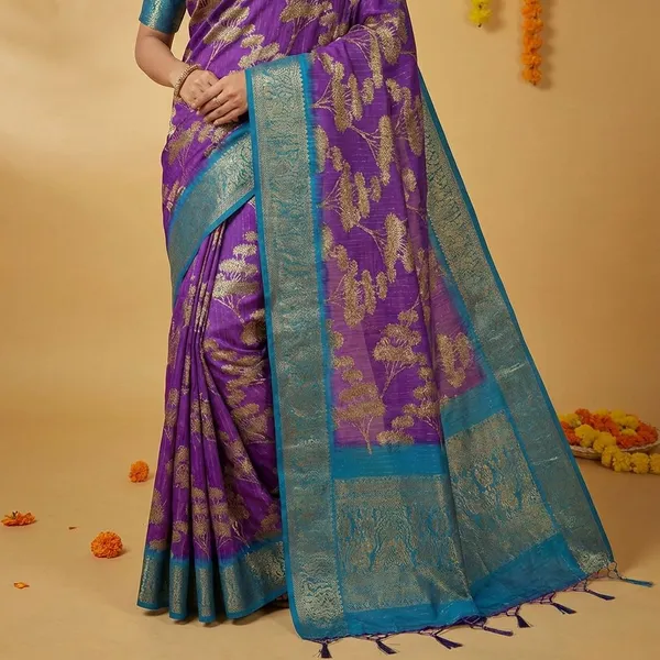 Blue_Premium_Dola_Silk_Saree_With_Running_Blouse_For_Women