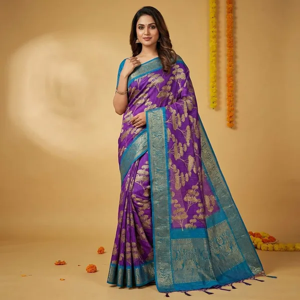 Blue_Premium_Dola_Silk_Saree_With_Running_Blouse_For_Women