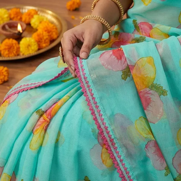 Green_Premium_Chiffon_Saree_With_Running_Blouse_For_Women