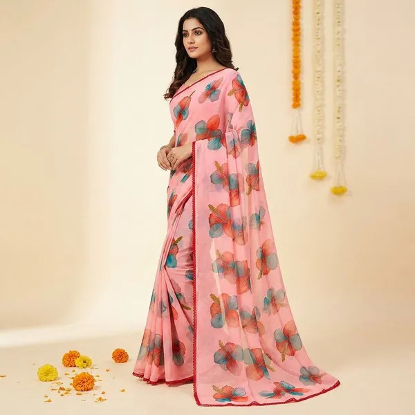Pink_Premium_Chiffon_Saree_With_Running_Blouse_For_Women