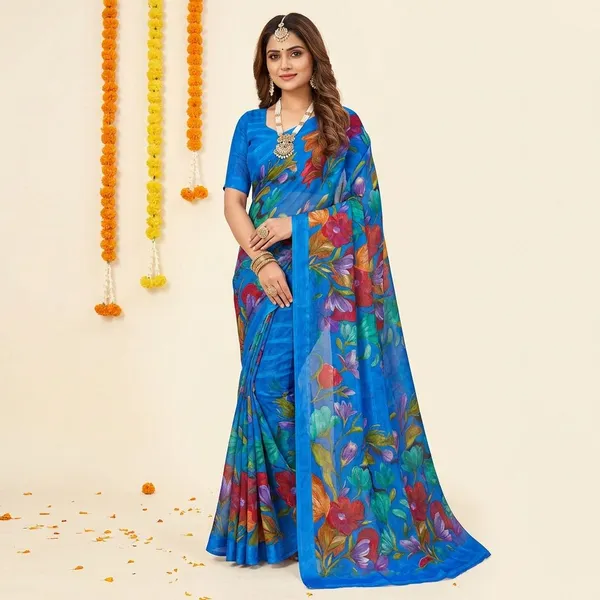 Blue_Premium_Chiffon_Saree_With_Running_Blouse_For_Women