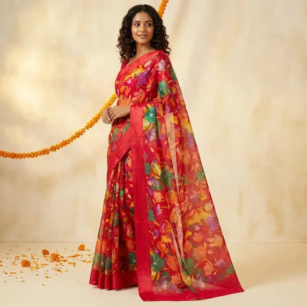 Multicolor_Premium_Chiffon_Saree_With_Running_Blouse_For_Women