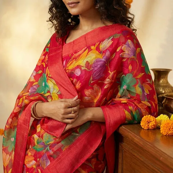 Multicolor_Premium_Chiffon_Saree_With_Running_Blouse_For_Women