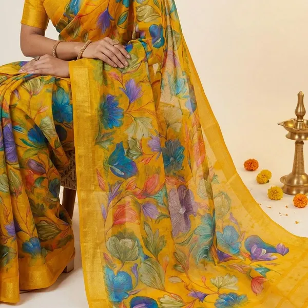 Multicolor_Premium_Chiffon_Saree_With_Running_Blouse_For_Women