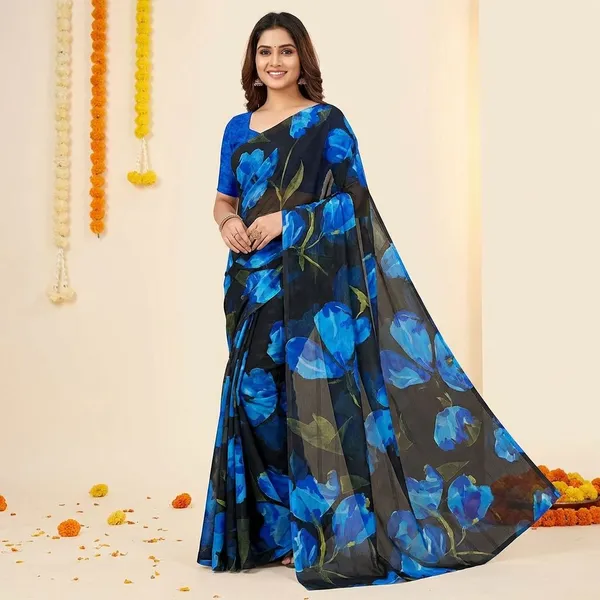 Blue_Premium_Chiffon_Saree_With_Running_Blouse_For_Women