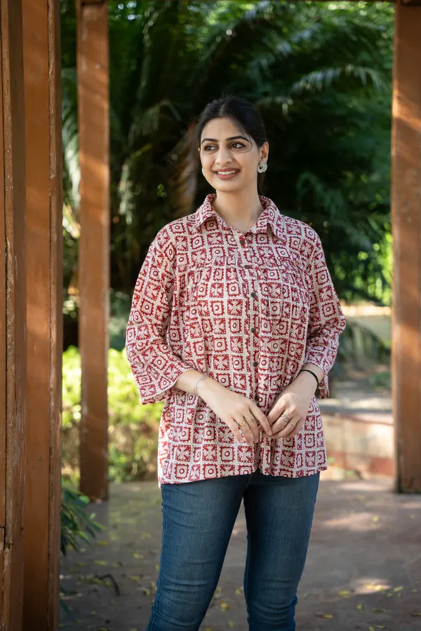 Rust_Cotton_Abstract_Shirt_For_Women