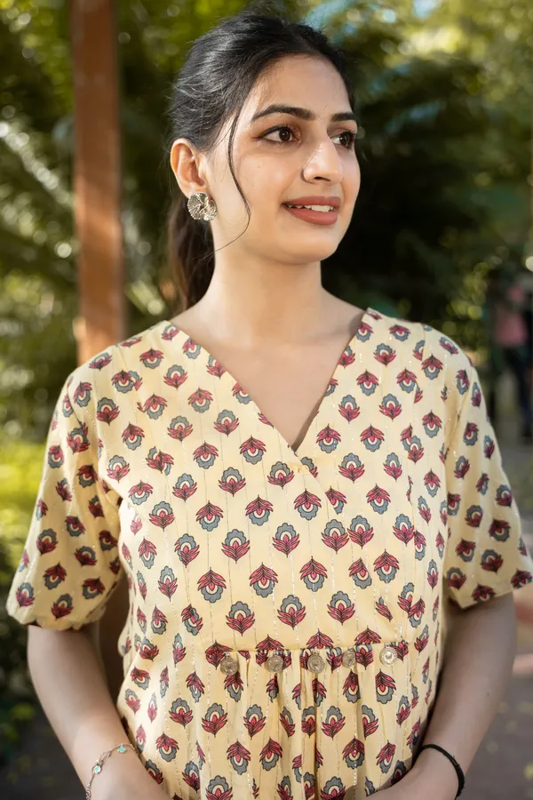 Beige_Lurex_Floral_Peplum_For_Women