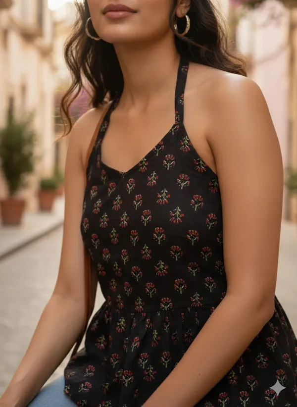 Black_Cotton_Floral_Top_For_Women